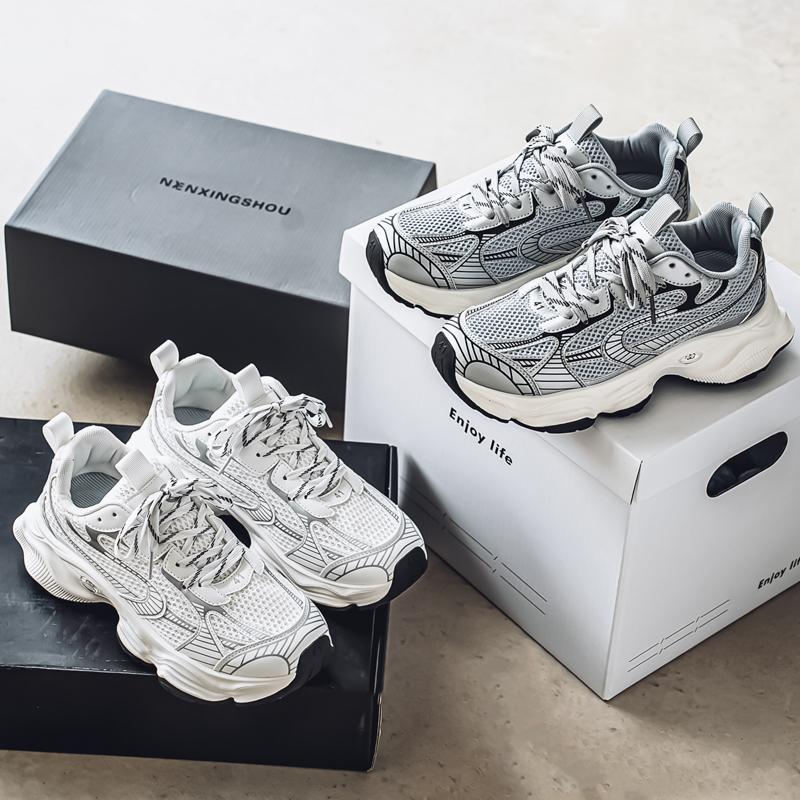 New Fashion Men's Four Seasons Comfortable Thick Sole Shoes Students Male Boys Trending Soft Sole Breathable Casual Running Sneakers