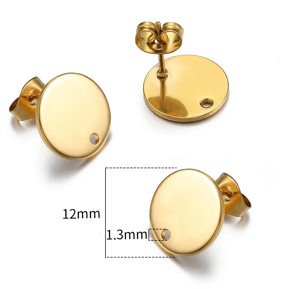 10pcs Stainless Steel Ear Studs Smooth Surface Dangle Earring Base with Hole for Pendant DIY Jewelry Making Accessories Supplies