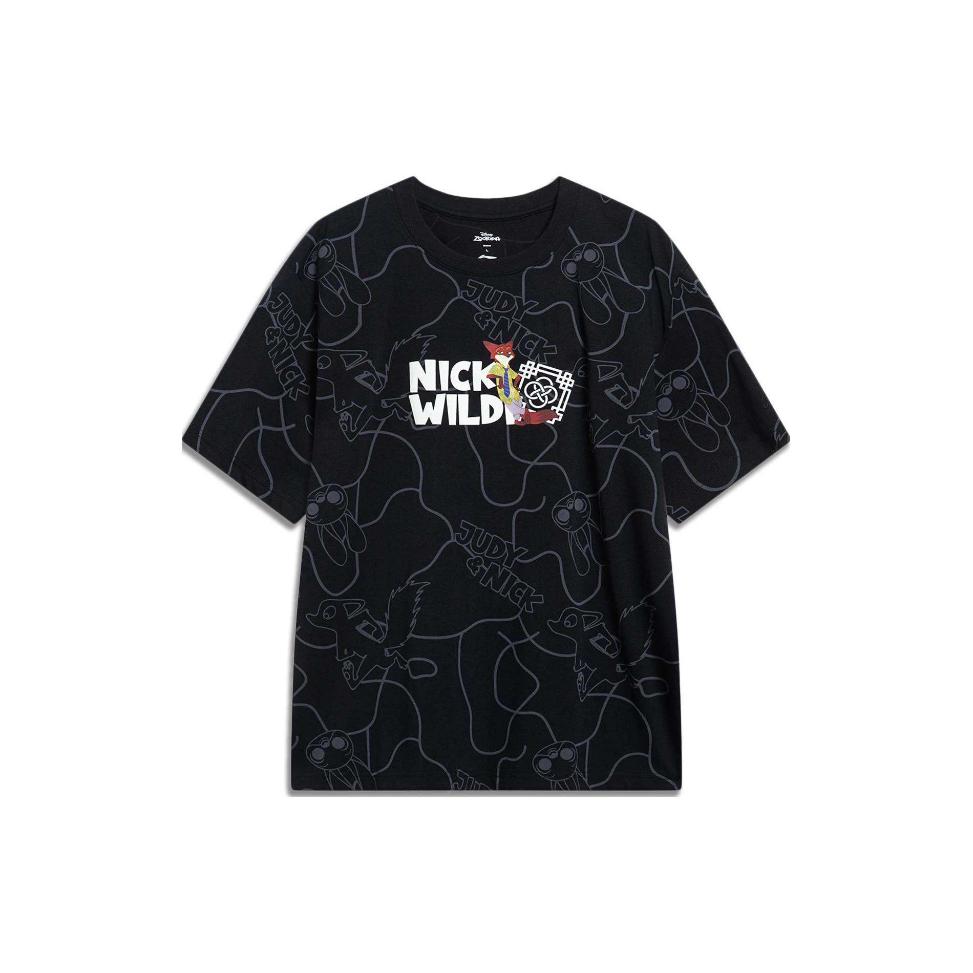 Li Ning x Disney T Shirt Men s Black All Over Print AHST267-3 M