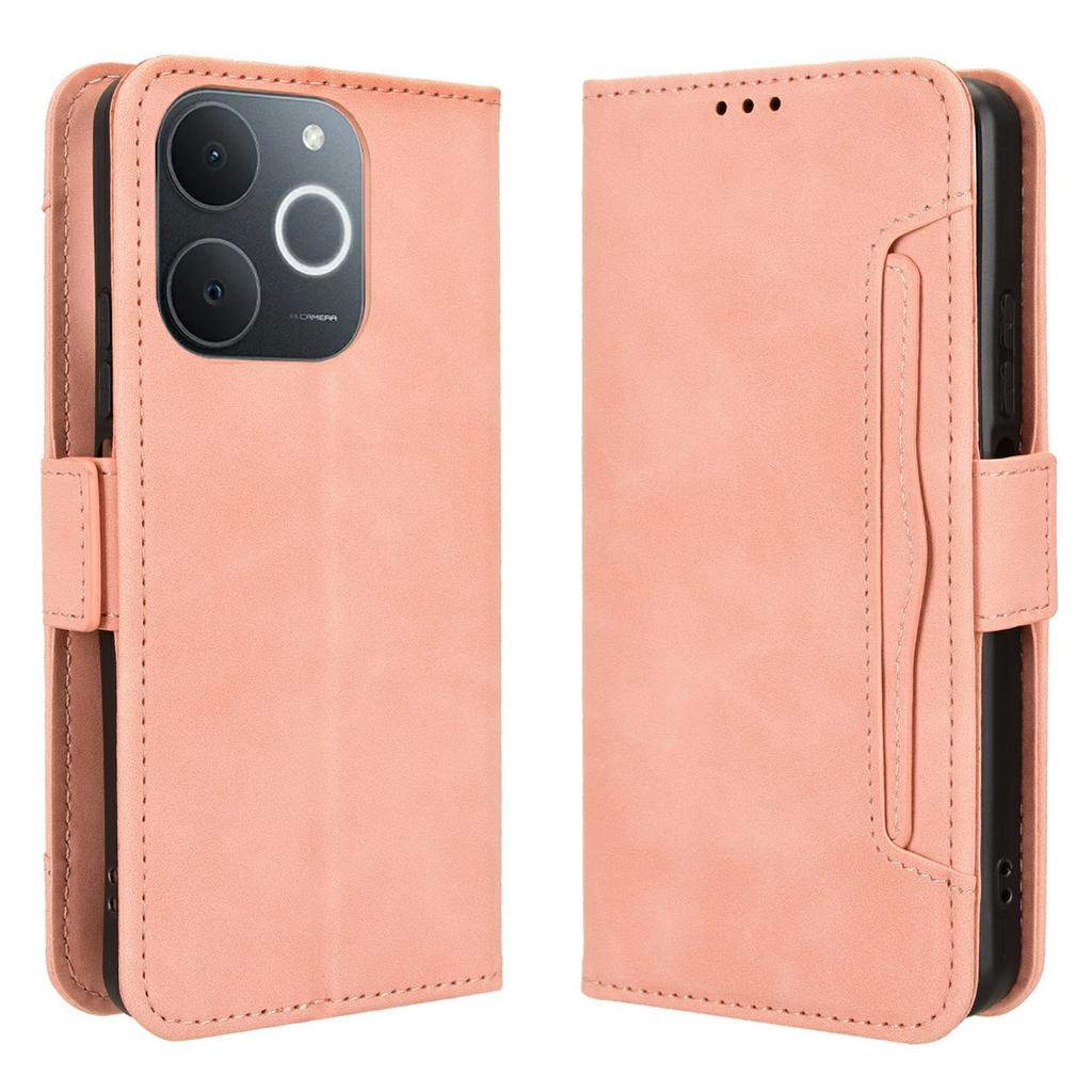 Leather Case for Realme Note 70T 4G/Narzo 80 Lite 4G/Realme C71 4G (India) Phone Wallet Cover with Multiple Card Slots - Red