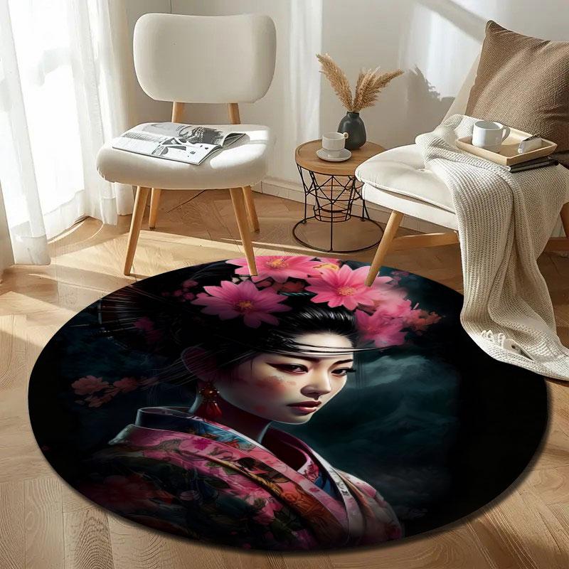 Elegant Round Dragon Multicolor Rug Pad, Non-Slip Floor Mat for Family Room