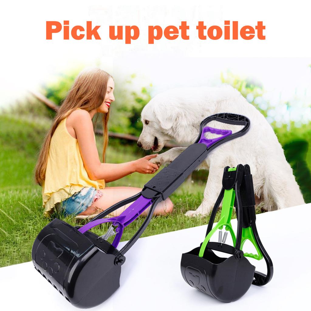 Lopatka na hovínka, dlouhá rukojeť, žádná lopatka na psí hovínka, vhodná pro velké, střední a malé psy, pružinová a lehká, nástroj na sběr psích exkrementů na trávníku/trávě