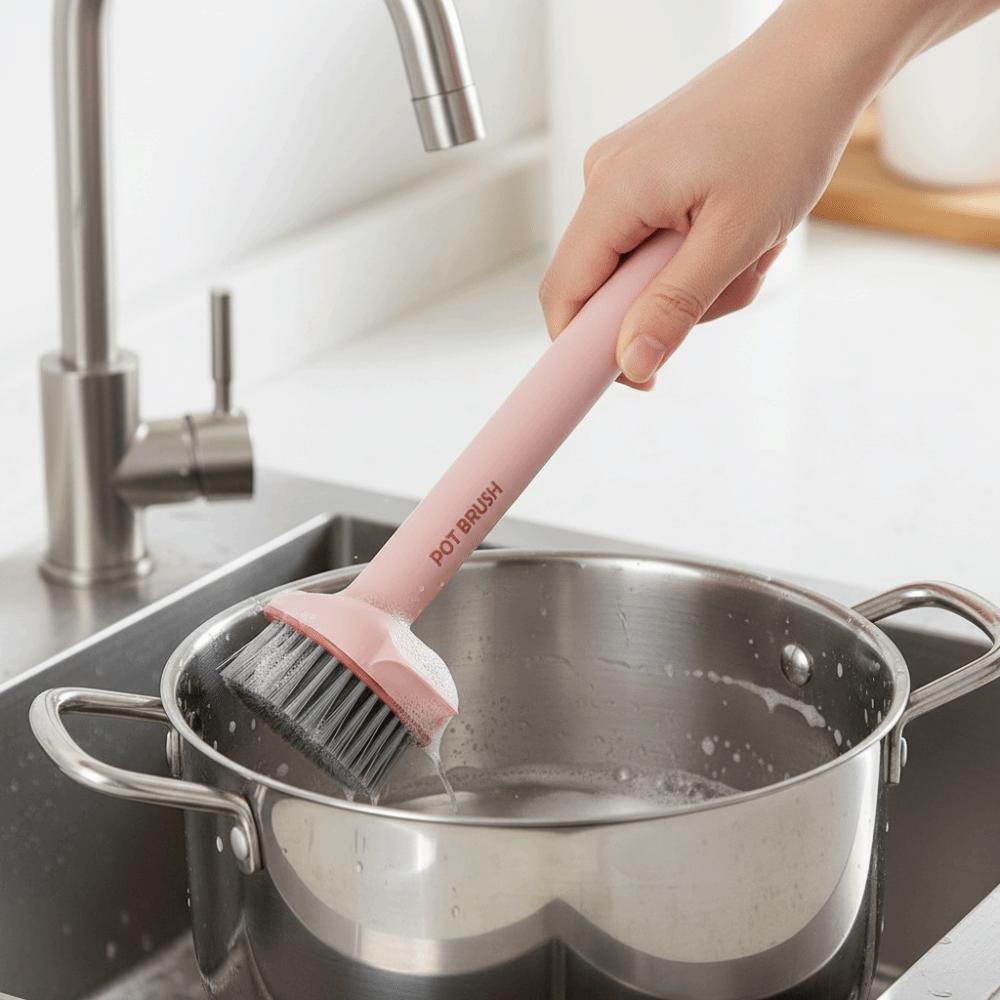 Stain Removal Pot Cleaning Brush Blind Spots Free Scrub Brush Rotatable Pot Scrubber  Skillet