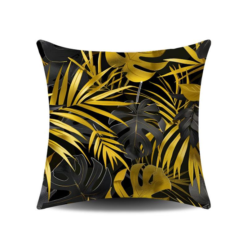 

Summer Green Small Fresh Tropical Plant Digital Printing Sofa Pillow Office Car Universal Waist Cushion linen-45x45cm double-sided [without pillow core]