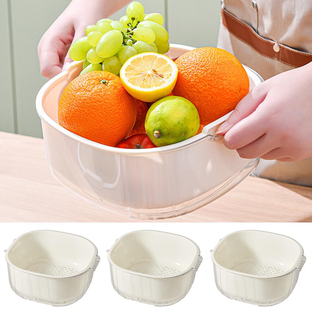 

Large Capacity Double Layer Drain Basket PP Storage Basket New Washing Basin S