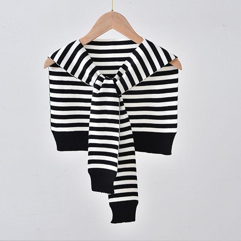 Shawl White Fake Collar Women Detachable Collars Warm Stripe Shoulder Wrap Knit False Collar Scarf Neckline Neckband Faux Col