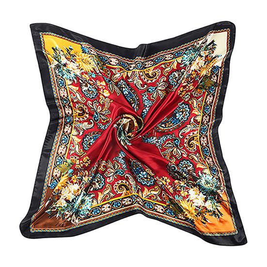 Square Scarf Flower Design Best Gift Polyester Flower Printing Square Scarf for Outdoor