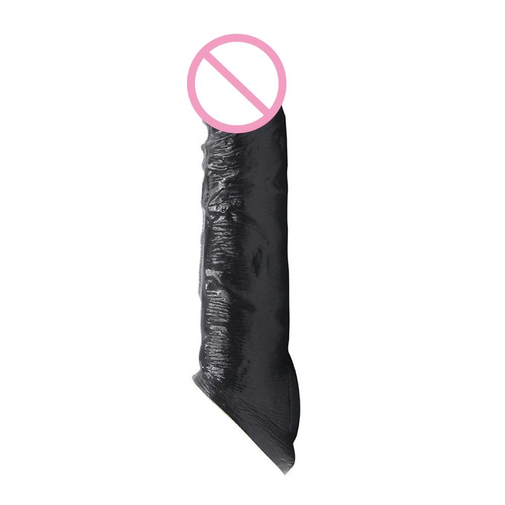 21cm Silicone Realistic Penis Condom Dick Extender Cock Ring Reusable Penis Sleeve Cock Enlarger Sex Toys for Delay Ejaculation