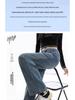 Women's Retro Blue Wide-Leg Fleece-Lined High-Waist Jeans - Plus Size, Floor-Length, Autumn/Winter 2024