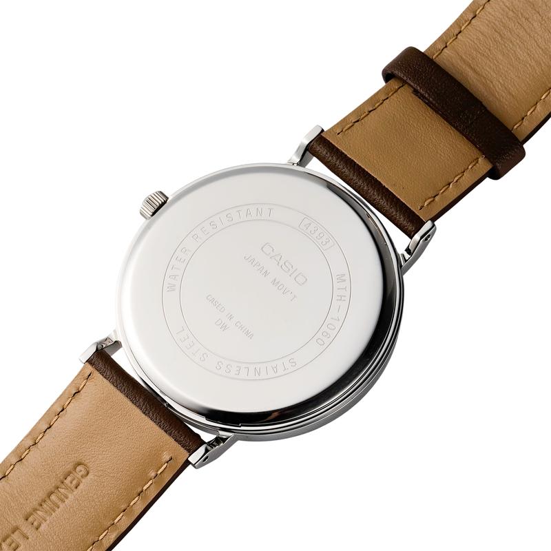 Casio DRESS Fashion Trend Simple Retro Quartz Movement Leather Strap Japanese and Korean Watch Men's Watch White Dial MTH-1060L-7APF