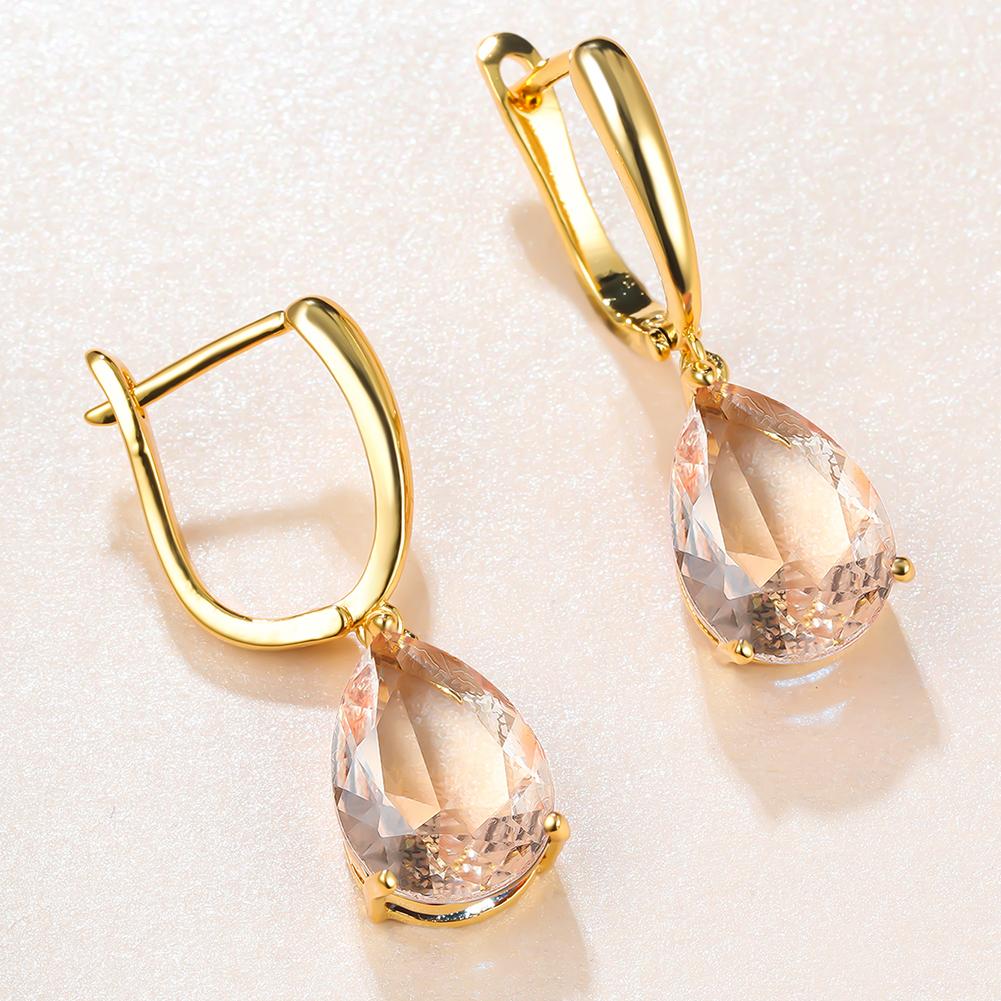 Green Teardrop Crystal Huggie Hoop Earrings in Gold | Lisa Angel