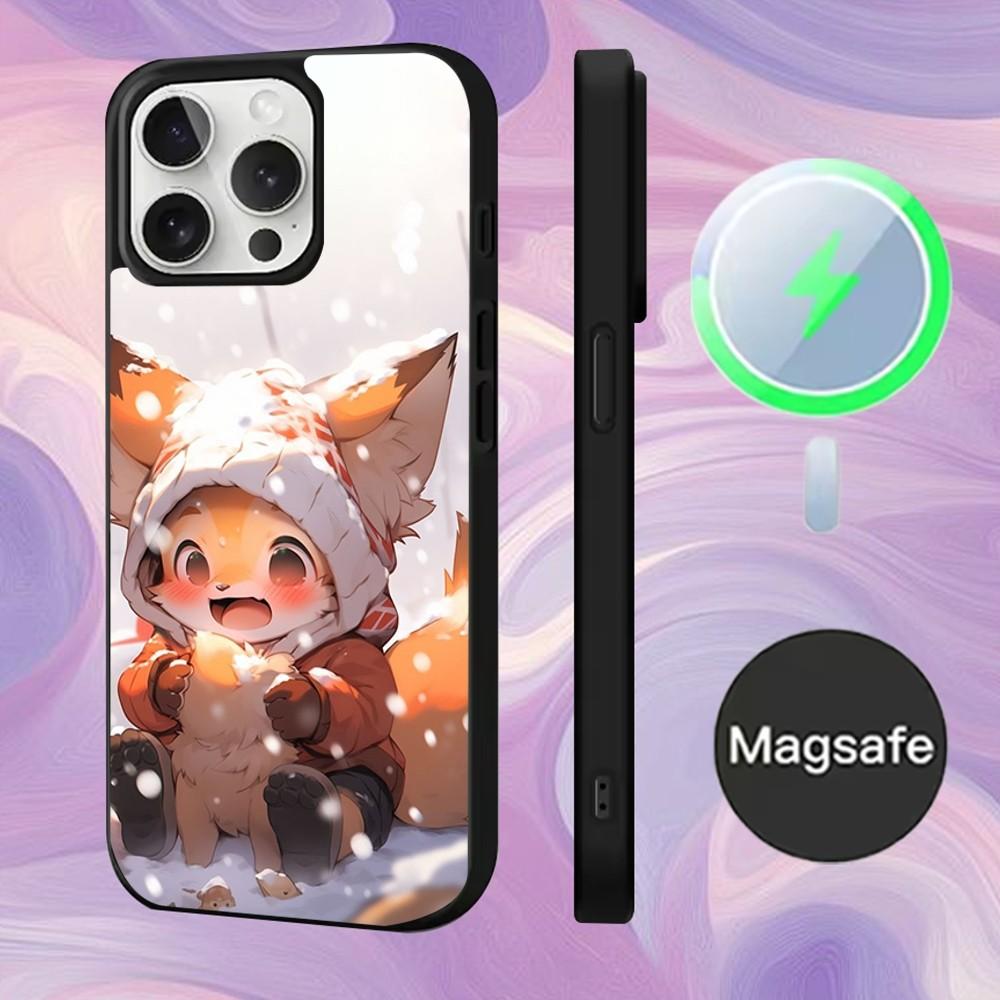

Cute Cartoon Animal Fox Phone Case For iPhone 16,15,14,13,12,11,Pro,Max,Plus,Mini,Magsafe,Magnetic Wireless Charging Case iPhone14promax