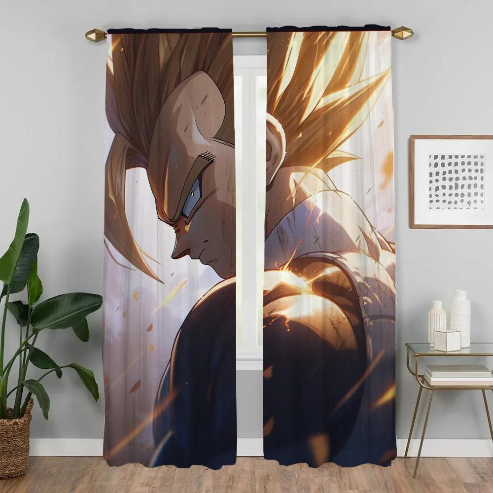 Super Handsome Vegeta Kitchen Curtains for Camera Elegant Room Curtains 2 Pieces Window Curtain Partition Halloween Decoration