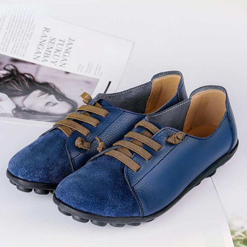 Genuine Leather Women Shoes Woman Spring Ladies Shoes Slip On Ballet Flats Sneakers Women Oxford Shoes Plus Size Moccains