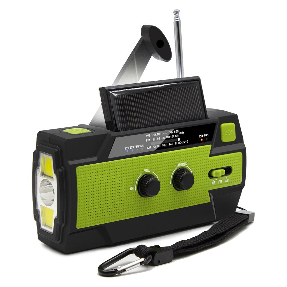 Portable Emergency Radio 4000mAh/Hand Crank Solar USB Charging FM/AM/NOAA LED Flashlight SOS Alarm Power Bank