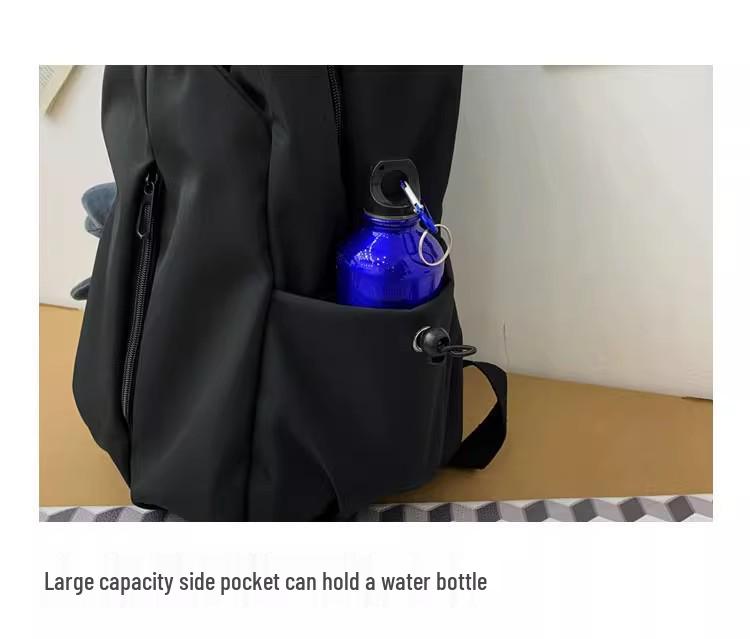 Large Capacity Solid Color Canvas Backpack - University & High School Bookbag