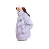 Anta Pattern Printed Zipper Thickened Warm Letter Solid Color Polo Collar Down Jacket Women Outerwear Fresh-Purple 162248903-4