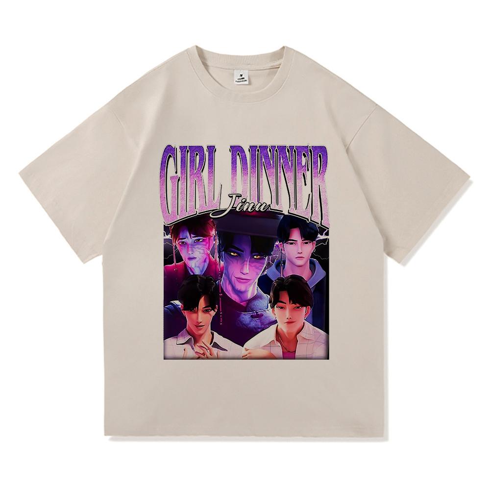 Girl Dinner Abby Jinu T Shirt 2025 Anime Demon Hunters Saja Boys Men/women Clothing Vintage Harajuku High Quality Cotton Tshirts