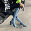 Bottes longues à bout carré pour femme automne/Hiver 2026 nouveau style talons épais bottes hautes montantes basses aux genoux style équestre