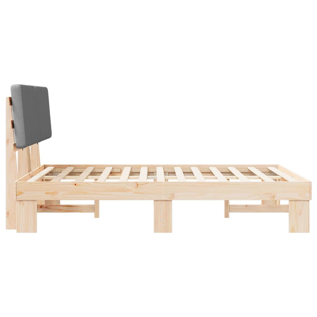 Bed Frame with Upholstered Headboard Light Grey 120 x 190 cm
