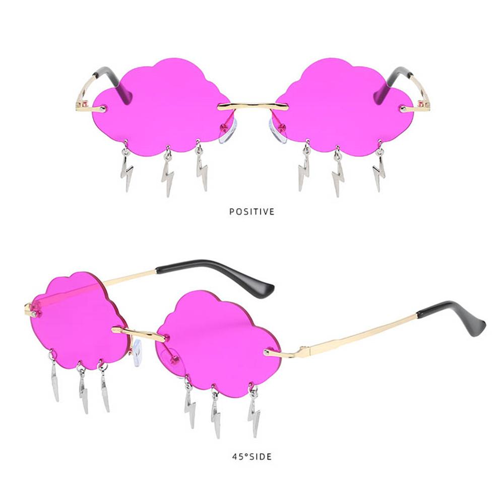 Glasses Disco Rimless Sunglasses Clouds Lightning Sunglasses Sunglasses for Women 90s Sun Glasses