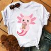 Summer Short-sleeve Casual Top with a Cute Salamander Drinking Bubble Tea Print, Children's T-shirt