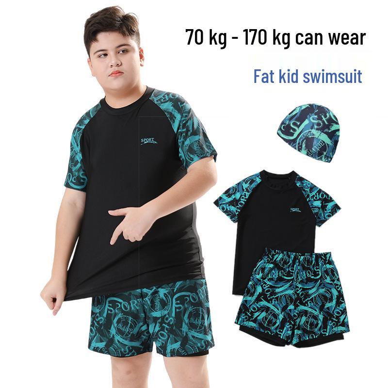 Boys' 2025 Split Swimsuit: Double Layer Swim Trunks for Young and Older Boys