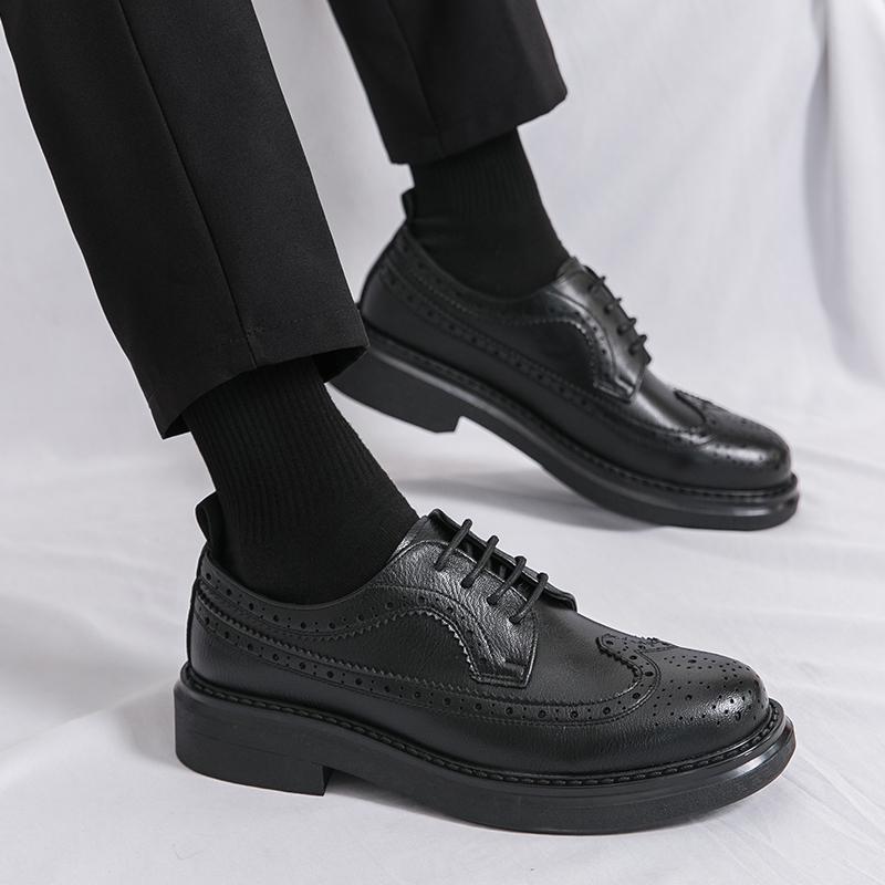 Módní boty v britském stylu pro muže z pravé kůže, společenské formální oxfordky, kvalitní kožená prodyšná pohodlná svatební obuv