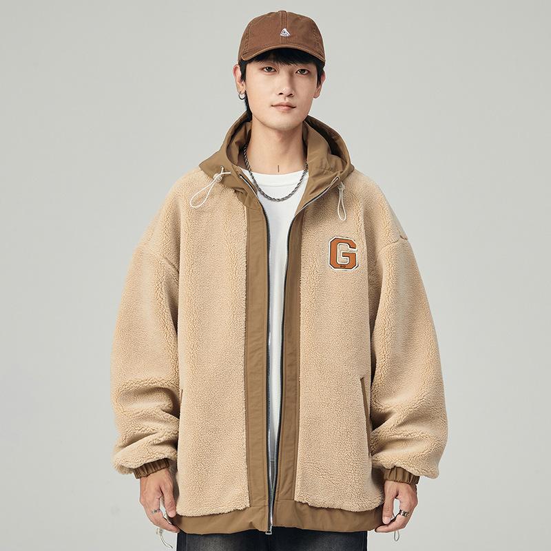 

Зимняя толстая овечья шерсть с капюшоном, хлопковая подстежка, куртка на молнии, модная одежда XXXXL