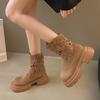 Spice Girl Hollow Western Cowboy Boots Women's 2025 Summer New Embroidered Thick Heel Vintage Maillard Mid-Leg Martin Boots