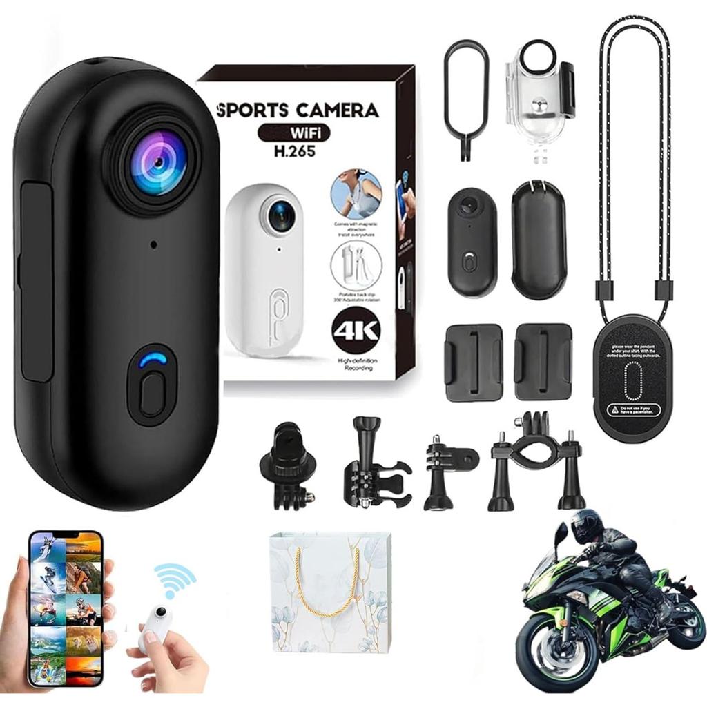 Thumb Action Camera, Tiny Size, Mount Anywhere, Small Body Camera with Spring Clip, Portable Vlogging, Hands-Free POV Recording Helmet Cam for Cycling