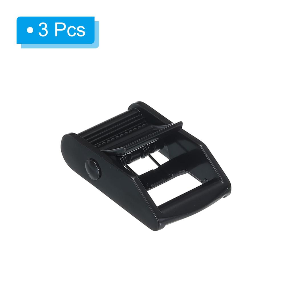 [PATIKIL] Cam Buckles, 3-Piece Metal Press Lock Fastener Set for 52.5mm/25mm Webbing Straps, Black
