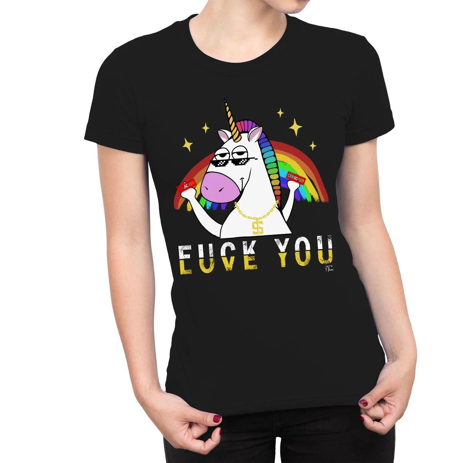 1Tee Womens F You, Love You Gangster Unicorn T-Shirt XL