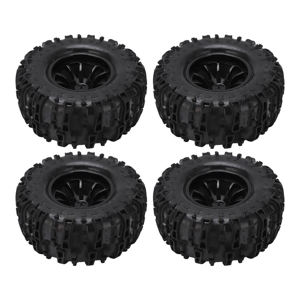 RC Vehicle Wheels and Tires Set Black with Plastic Hub for Monster Truck 18 110 Short Course Truck