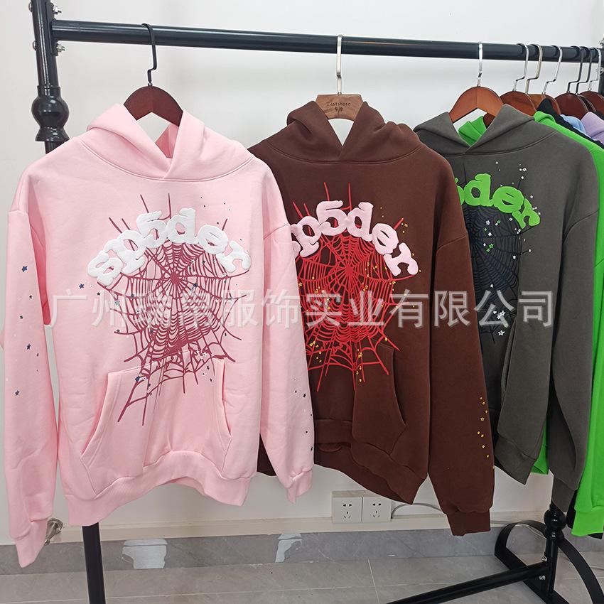 High-quality beauty tide spider web sweater fleece printing men and women couple hoodie source manufacturer wholesale