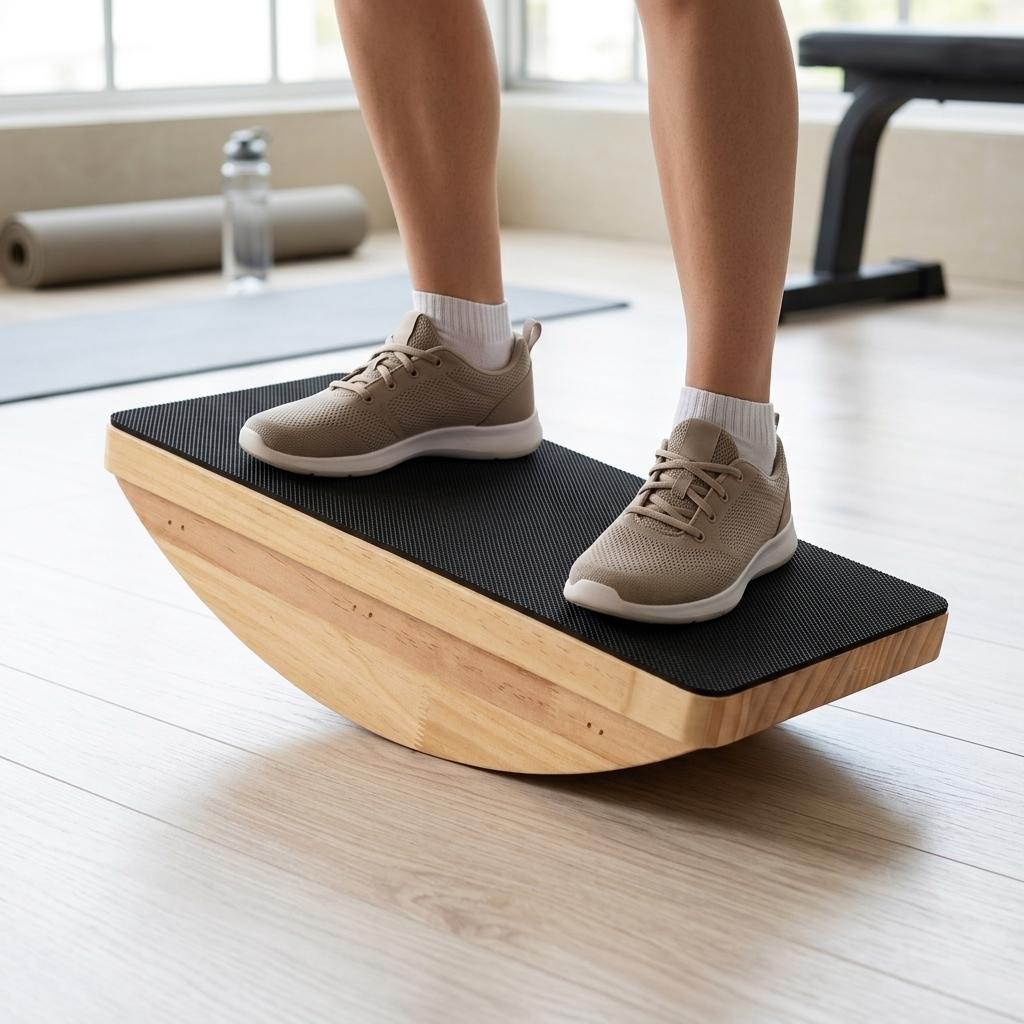 Natural Wooden Yoga Balance Board Anti Slip Surface for Core Training Indoor Outdoor Home Exercise Adults