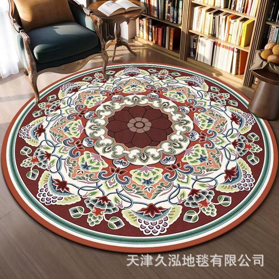 Circular Carpet Bedroom Living Room Carpet Coffee Table Carpet Home Sofa Circular Mat Ethnic Style Carpet