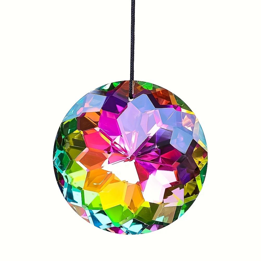 Artificial crystal sun catcher, rainbow colored suspended sun catcher ball prism
