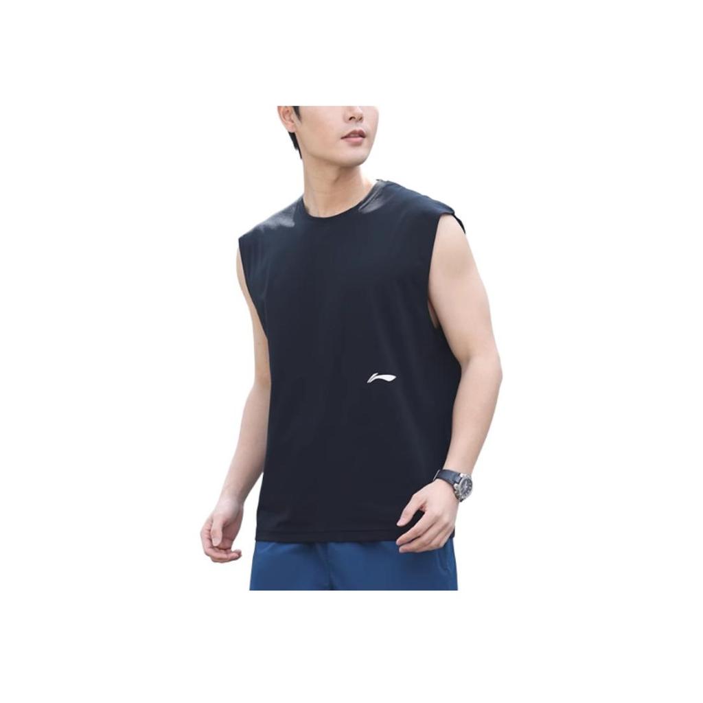 Li Ning Running Fitness Training Quick-Dry Sports Vest Men tops Cool-Black AVSU023-3