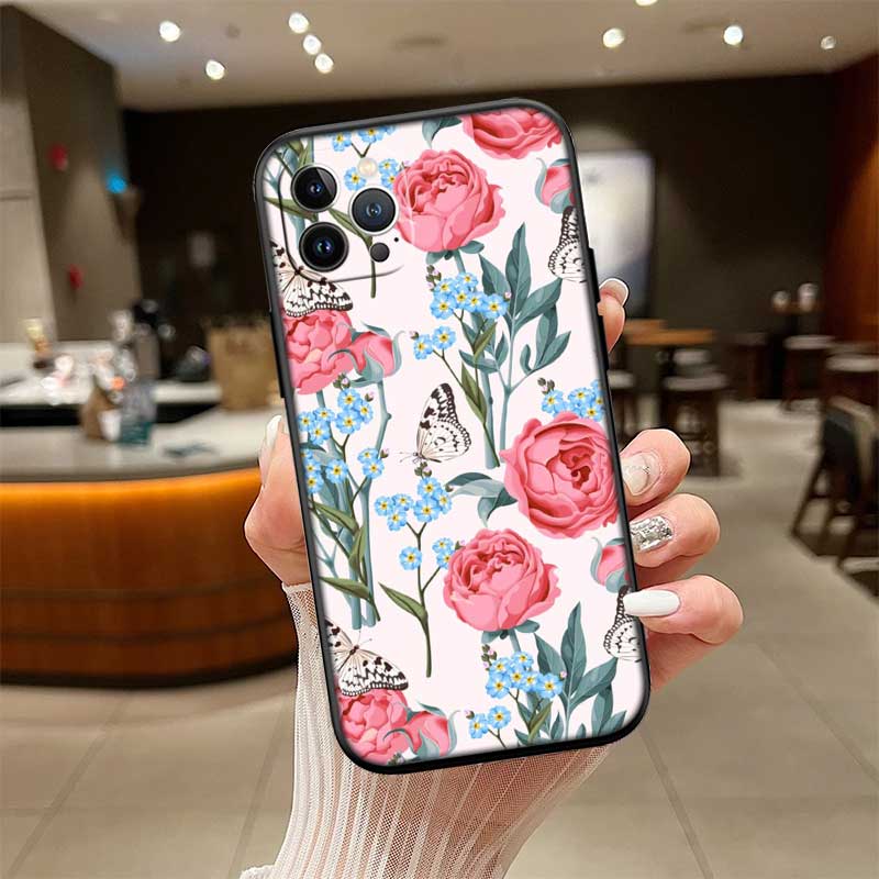 NH24 Flowers rose Pink New High-End Shell Phone Case for iPhone SE X XS XR 16E 17 11 Pro Max 8 7 6 6s Plus Air