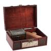 FTVOGUE Vintage Wooden Storage Box Small Size Book Jewelry Storing Storage Organizer Treasure Chest Home Decor(#3: Stamp)