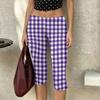Damen Milchseide Freizeit-Hose Stretchy Capri-Länge Elastischer Bund Leichtes atmungsaktives Gewebe Bequeme Passform