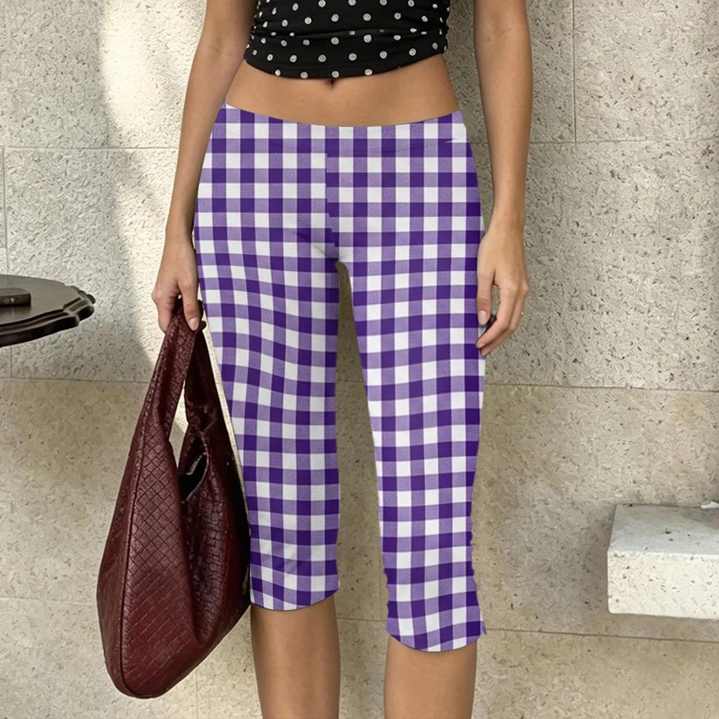 Damen Milchseide Freizeit-Hose Stretchy Capri-Länge Elastischer Bund Leichtes atmungsaktives Gewebe Bequeme Passform