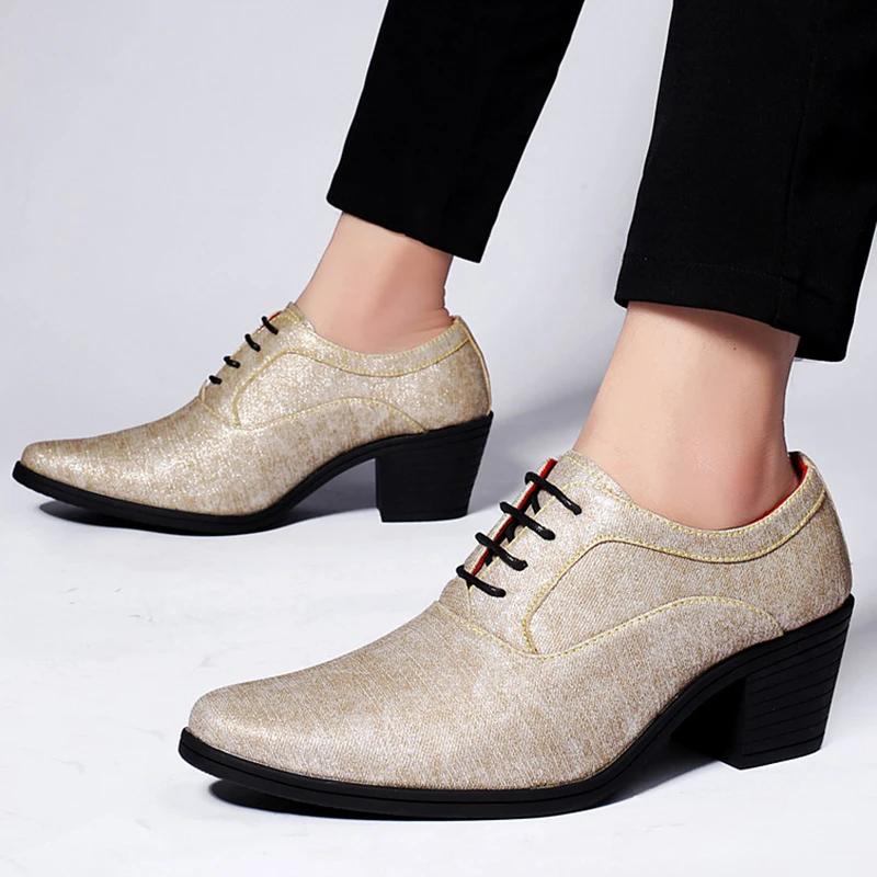 Men Shoes British Business Casual Shoes Fashion Height Increasing High Heeled Leather Shoe Wedding Shoes for Men Party Dress Oes