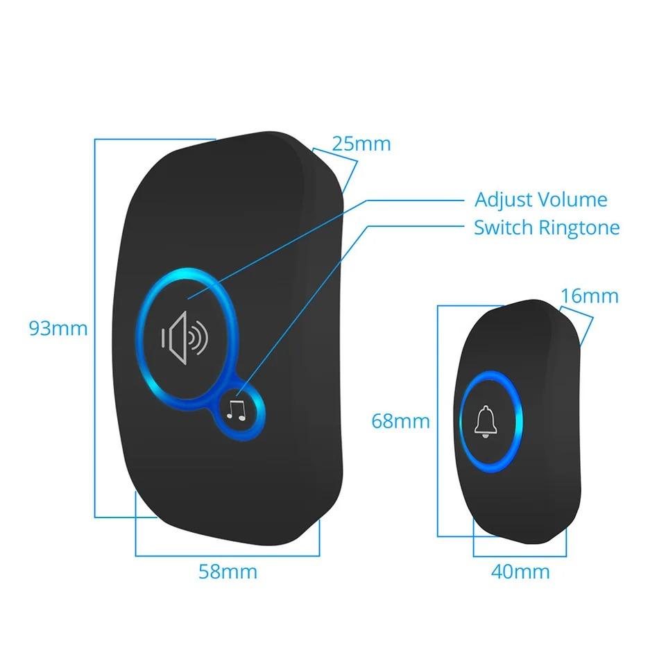 Wireless Waterproof Doorbell Doorbell Waterproof Wireless Chime Home Doorbell Intelligent 32 Songs Smart Doorbell Alarm With Battery