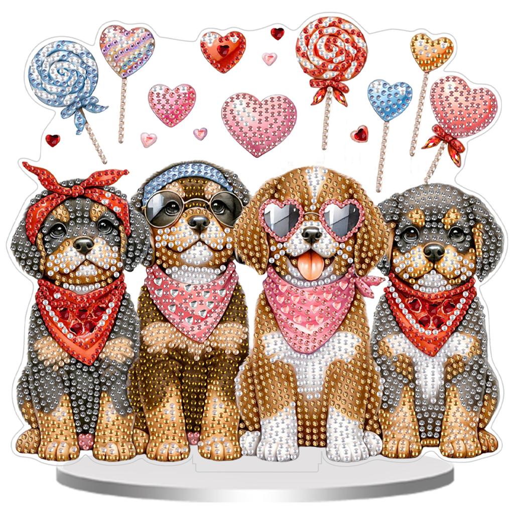 2D Flat Animal Flowers DIY Acrylic Diamond Painting Tabletop Ornaments Kit Special Shaped for Adults Home Office Table Decor