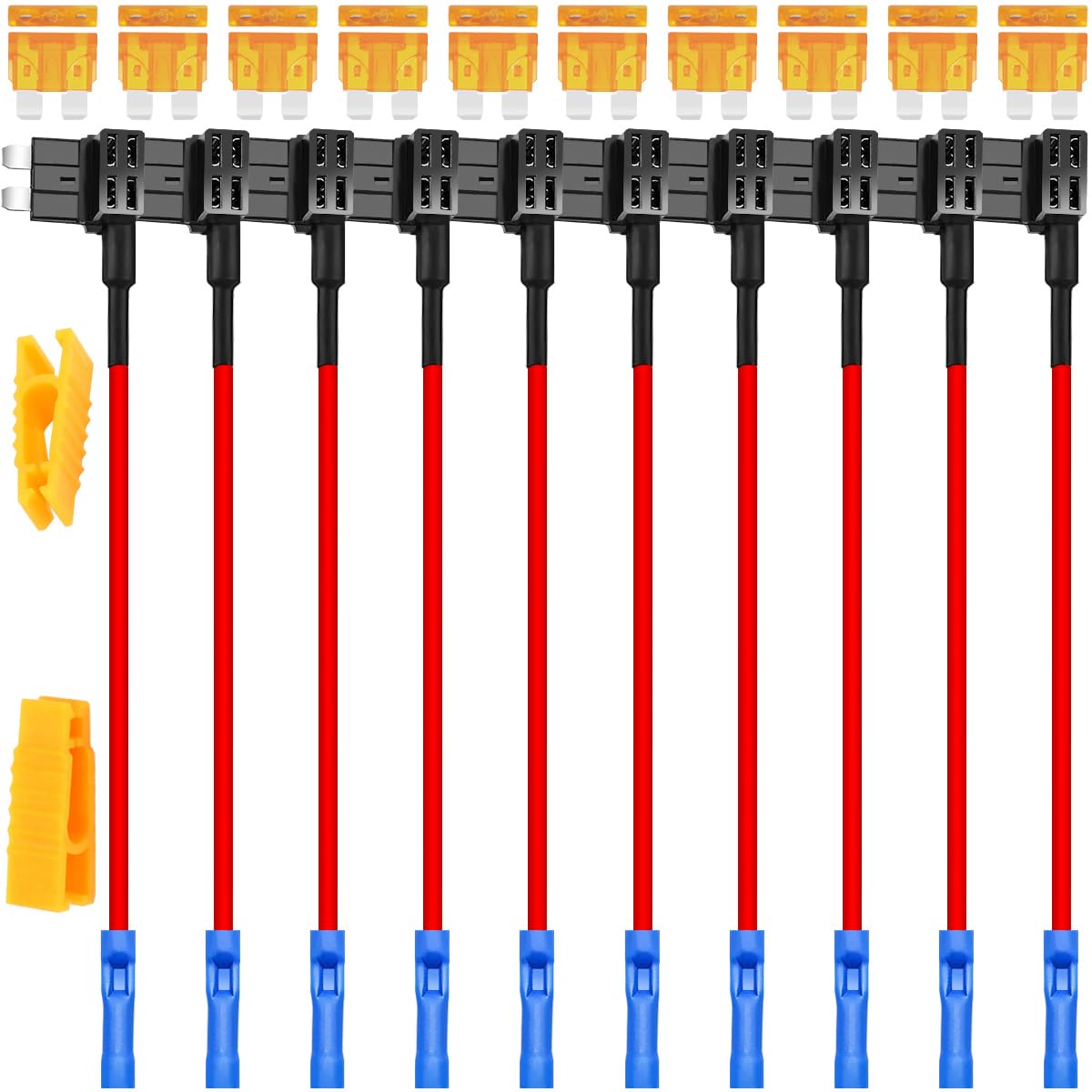 

MKBKLLJY 12pcs Standard Fuse Tap Car Add Circuit Fuse Tap Adapter Mini 5A