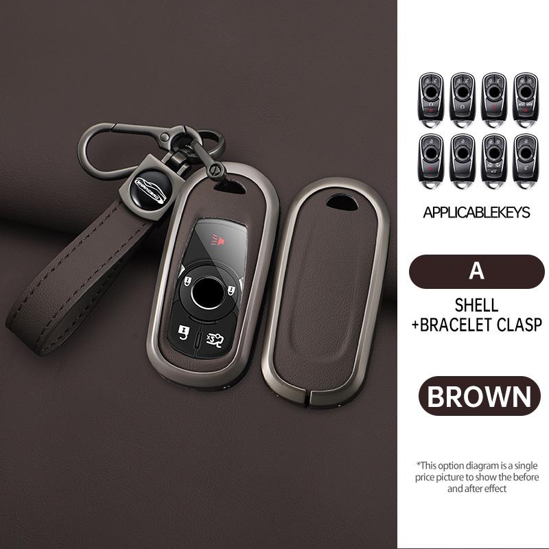 Auto Key Fob Cover Fit For Buick B 5 Buttons Opel Astra G H J Mokka Insignia Vectra Meriva Corsa Zafira Zinc Alloy+Leather Auto Accessories
