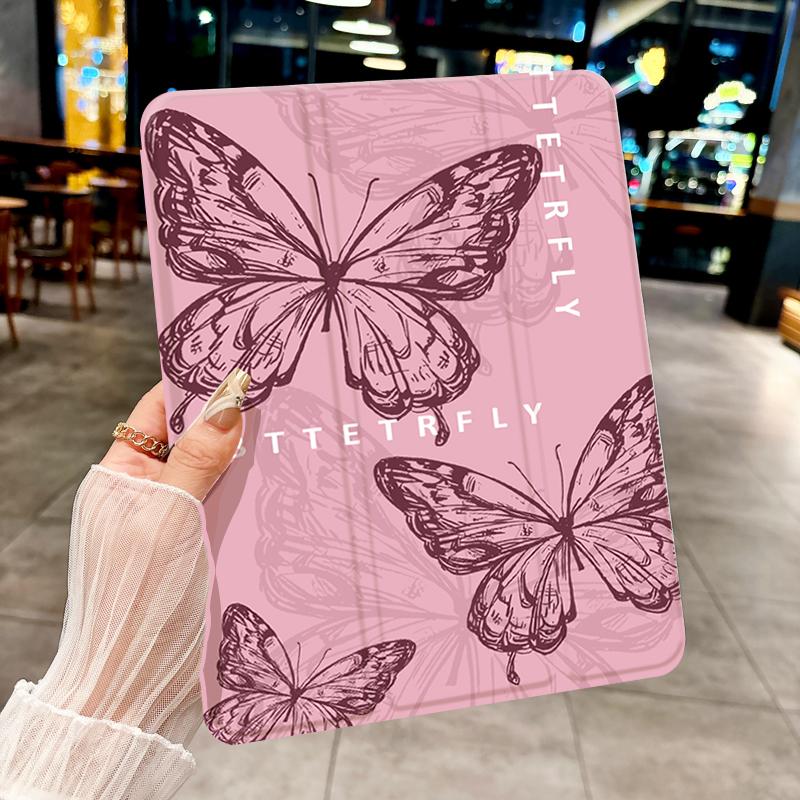 Ins Beautiful Butterfly Pattern Tri-fold Tablet CASE for IPad Pro 10/11/2020/6th/7th /8th /Air 3rd/Air 4th/9th Gen/Air 5th Gen 2