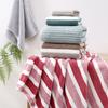 8-Piece Coral Fleece Towel Set Super Soft & Highly Absorbent Bath & Face Towels Narrow & Wide Stripe Design Shedding Resistant for Bathroom Spa